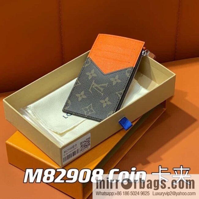 [Premium‑quality] M82908 monogram orange, card clip wallet series, this Coin card holder