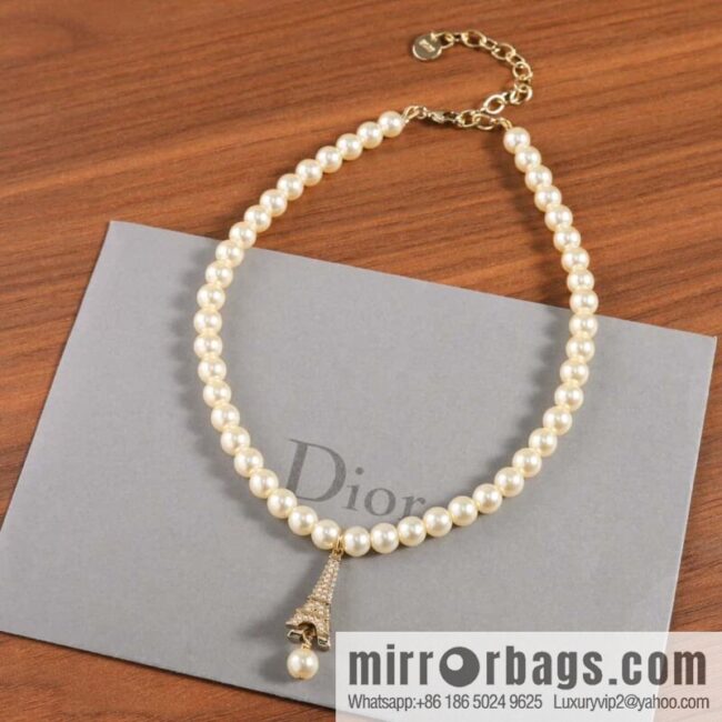 New ☑️ DIOR pearl Eiffel Tower necklace