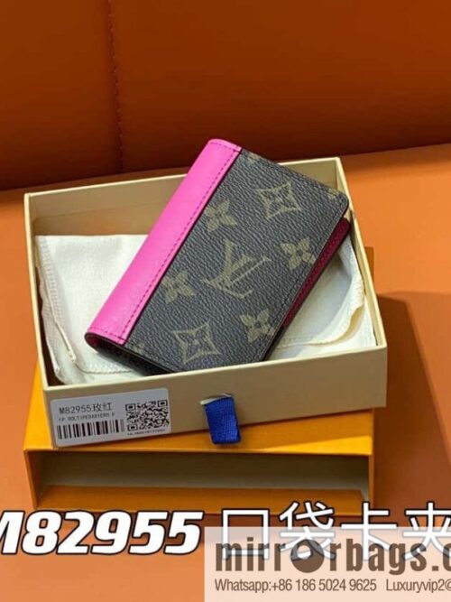 [Premium‑quality] M82955 monogram plum red, card clip wallet series, this Coin card holder, pocket card holder