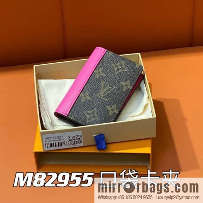 [Premium‑quality] M82955 monogram plum red, card clip wallet series, this Coin card holder, pocket card holder