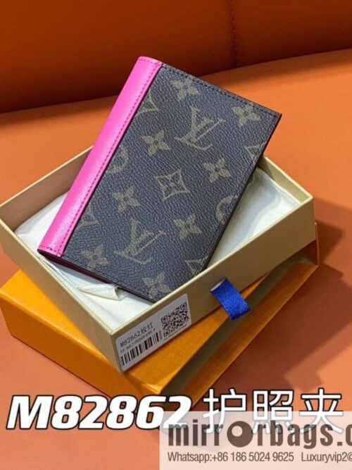 [Premium‑quality] M82862 monogram plum red, passport holder wallet series, passport protective cover
