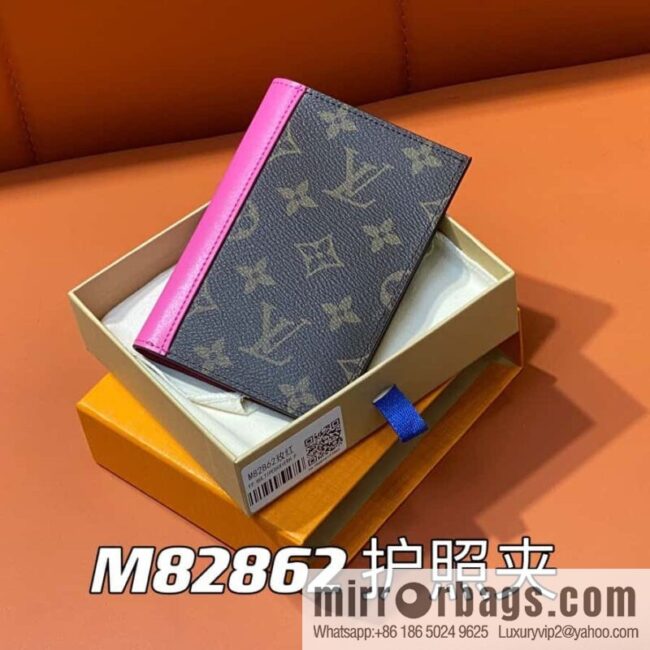 [Premium‑quality] M82862 monogram plum red, passport holder wallet series, passport protective cover