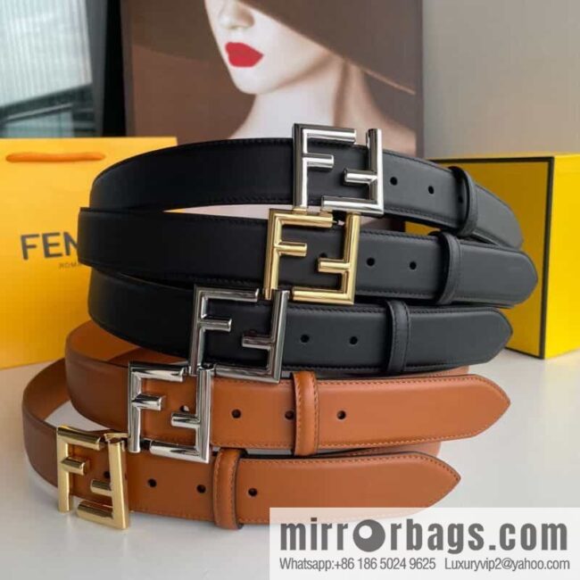 FENDI Fendi men\'s FF logo exquisite craftsmanship metal buckle, first layer cowhide belt