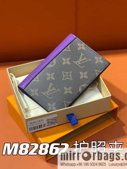 [Premium‑quality] M82862 monogram purple, passport holder wallet series, passport protective cover
