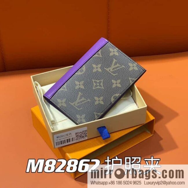 [Premium‑quality] M82862 monogram purple, passport holder wallet series, passport protective cover