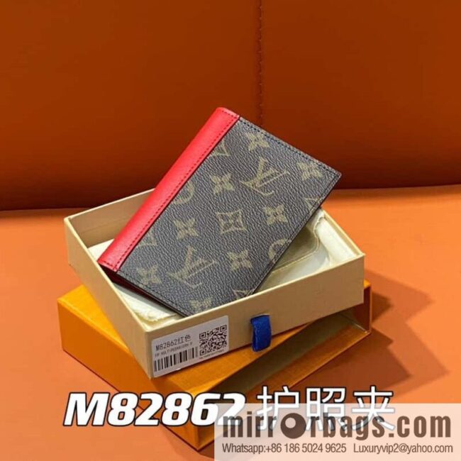 [Premium‑quality] M82862 monogram red, passport holder wallet series, passport protective cover