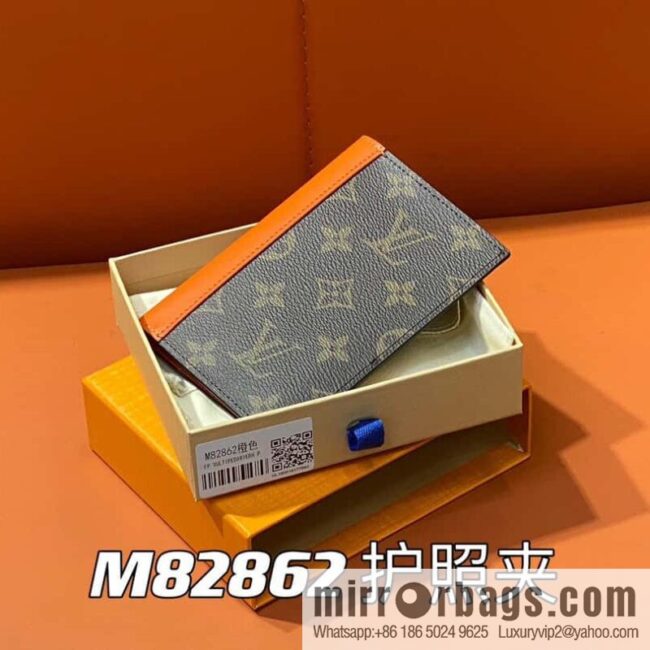 [Premium‑quality] M82862 monogram orange, passport holder wallet series, passport protective cover