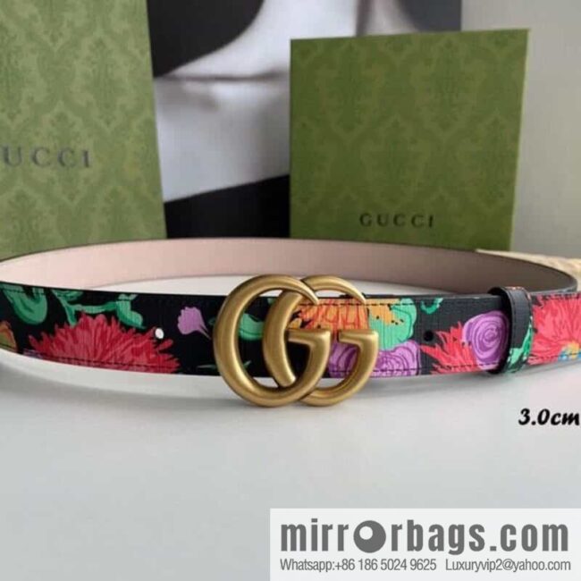 GUCCI Gucci, a collection of flowers and floral prints by artist Ken Scott, double G belt buckle 3.0cm belt