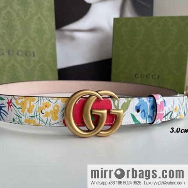 GUCCI Gucci, a collection of flowers and floral prints by artist Ken Scott, double G belt buckle 3.0cm belt
