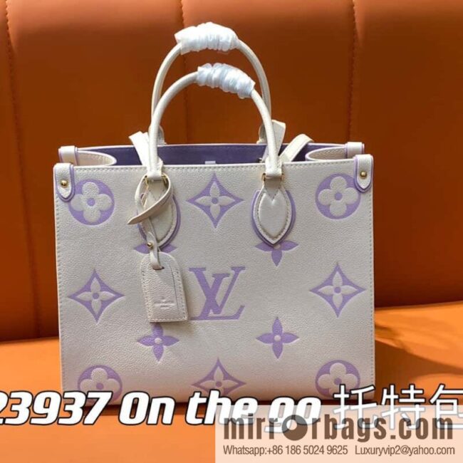 [Boutique‑grade] M23937 taro milk tea purple M45595 full leather square bag series On the go tote bag