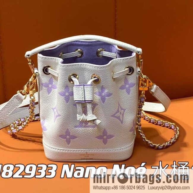 [Boutique‑grade] M82933 taro milk tea purple, full leather mini Nano Noé bucket bag M81626 M46291 Nano Noé handbag