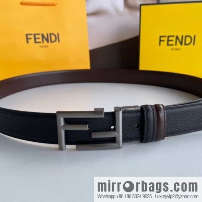 FENDI Fendi FF logo exquisite craftsmanship metal buckle first layer cowhide belt 3.5cm