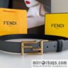 FENDI Fendi FF logo exquisite craftsmanship metal buckle first layer cowhide belt 3.5cm