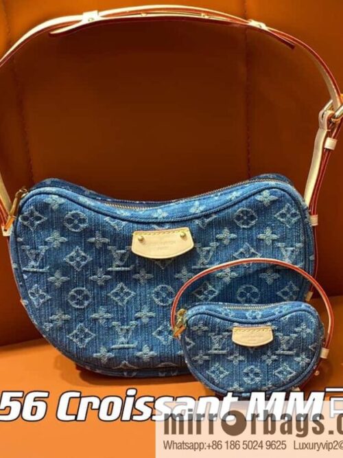 [Boutique‑grade] M46856 blue, denim bowl bean bag series Croissant MM croissant bag 2024 early spring series croissant bag
