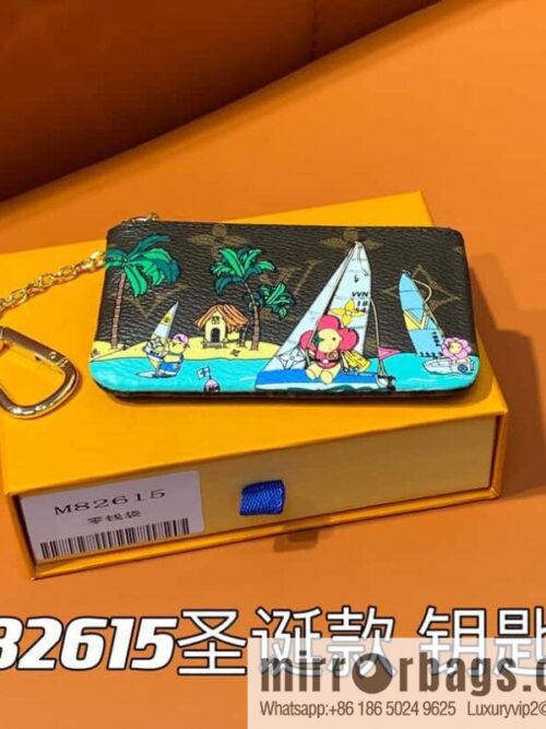[Boutique‑grade] M82615 Christmas model, key bag wallet series, key bag 2023 Christmas M62650 82620 silk screen key bag