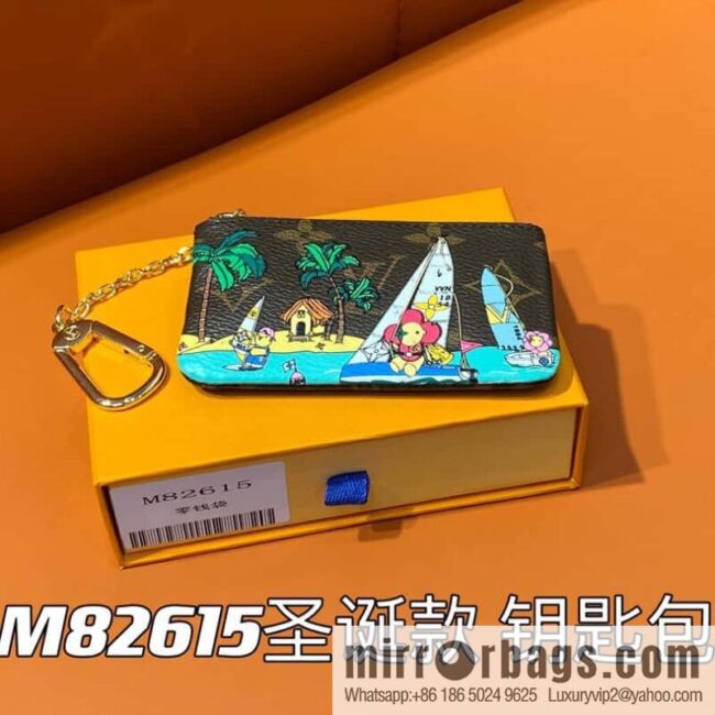 [Boutique‑grade] M82615 Christmas model, key bag wallet series, key bag 2023 Christmas M62650 82620 silk screen key bag