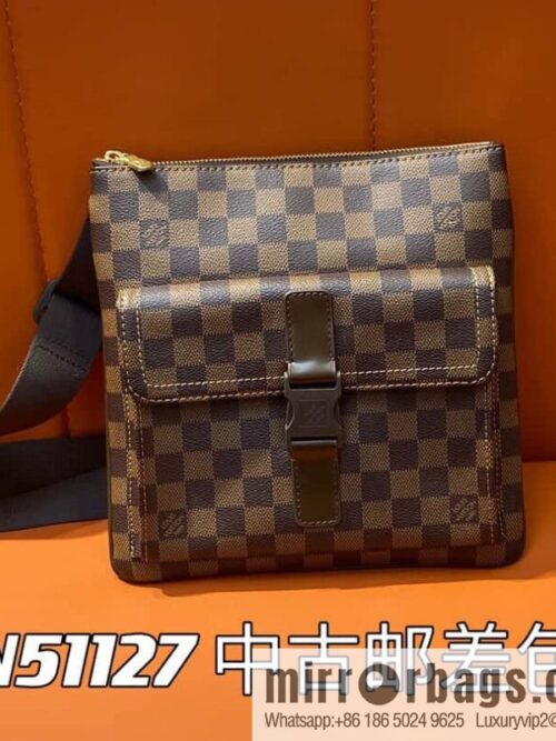 [Boutique‑grade] N51127 coffee grid, medieval men\'s bag messenger bag series