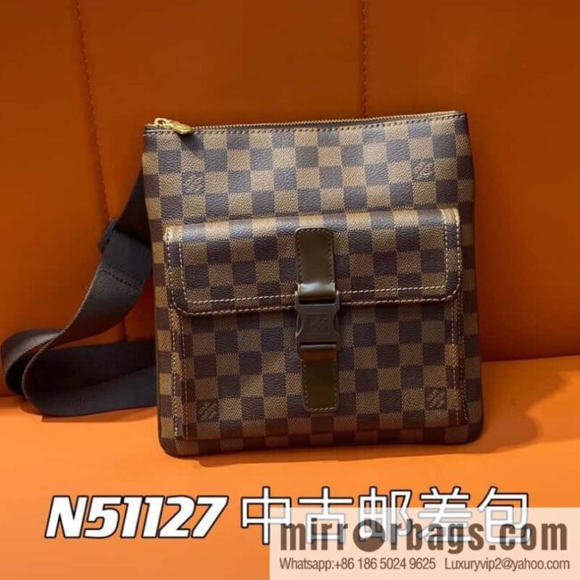 [Boutique‑grade] N51127 coffee grid, medieval men\'s bag messenger bag series
