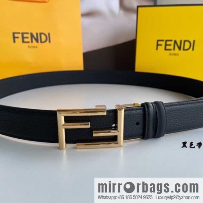 FENDI Fendi FF logo exquisite craftsmanship metal buckle first layer cowhide belt 3.5cm
