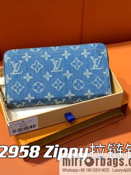 [Premium‑quality] M82958 blue denim, single zipper wallet series Zippy zipper wallet