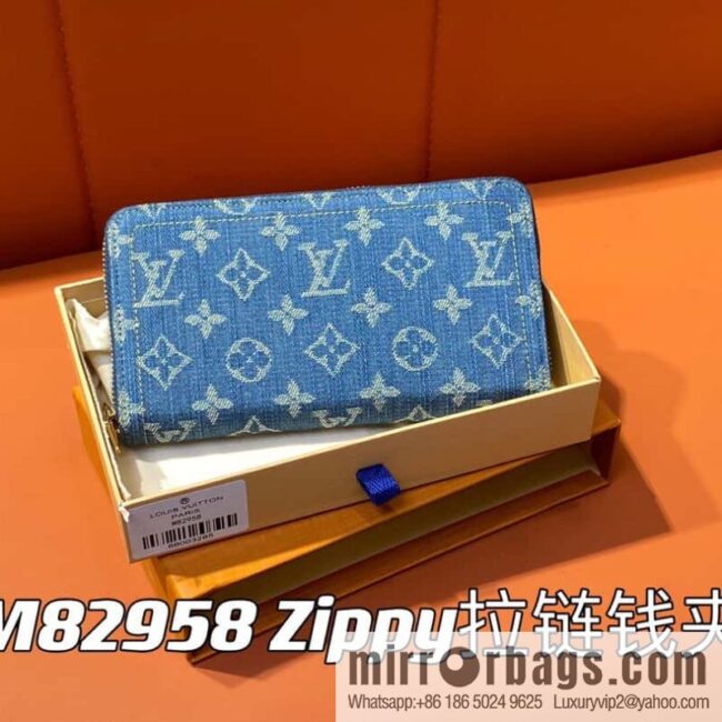 [Premium‑quality] M82958 blue denim, single zipper wallet series Zippy zipper wallet