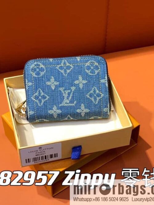 [Premium‑quality] M82957 blue denim, single zipper wallet series Zippy zero wallet
