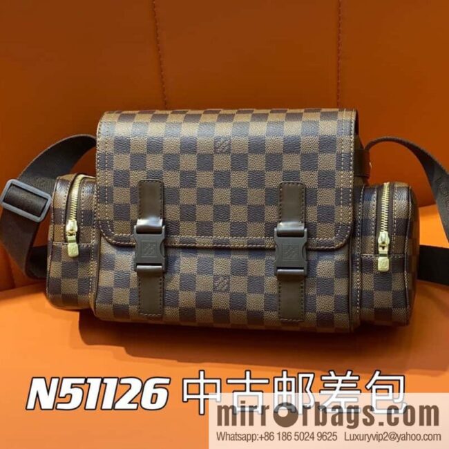 [Boutique‑grade] N51126 coffee grid, medieval men\'s bag messenger bag series, medieval camera bag
