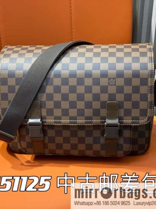 [Boutique‑grade] N51125 coffee grid, medieval men\'s bag messenger bag series, medieval messenger bag