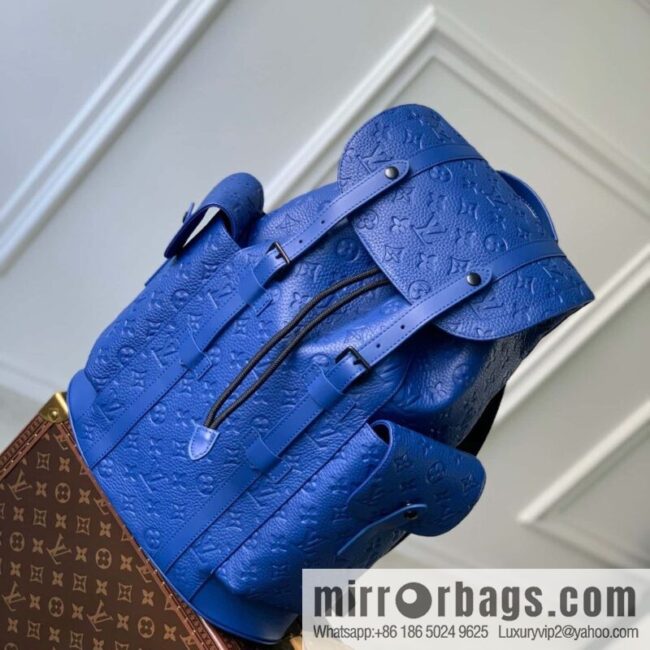 M21389 blue, full leather backpack series, the new CHRISTOPHER small backpack of the season