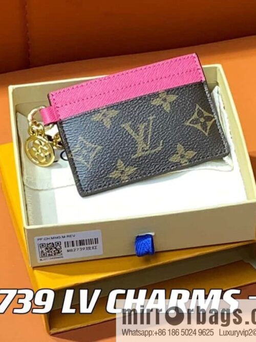 [Premium‑quality] M82739 monogram plum red card holder wallet series LV CHARMS card holder