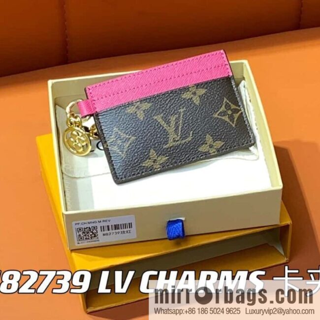 [Premium‑quality] M82739 monogram plum red card holder wallet series LV CHARMS card holder