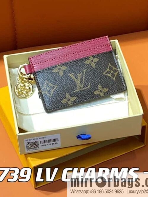 [Premium‑quality] M82739 monogram fuchsia card holder wallet series LV CHARMS card holder