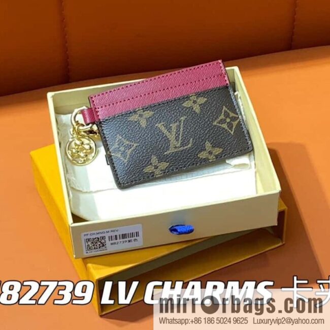 [Premium‑quality] M82739 monogram fuchsia card holder wallet series LV CHARMS card holder