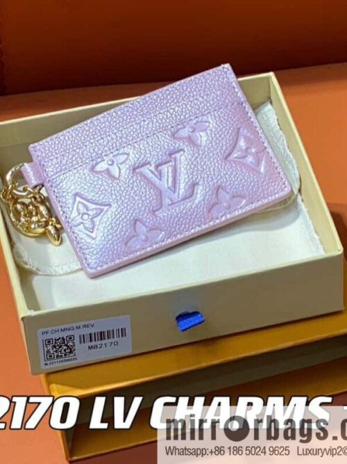 [Boutique‑grade] M82132 pearlescent powder full leather M82739 card holder wallet series LV CHARMS card holder