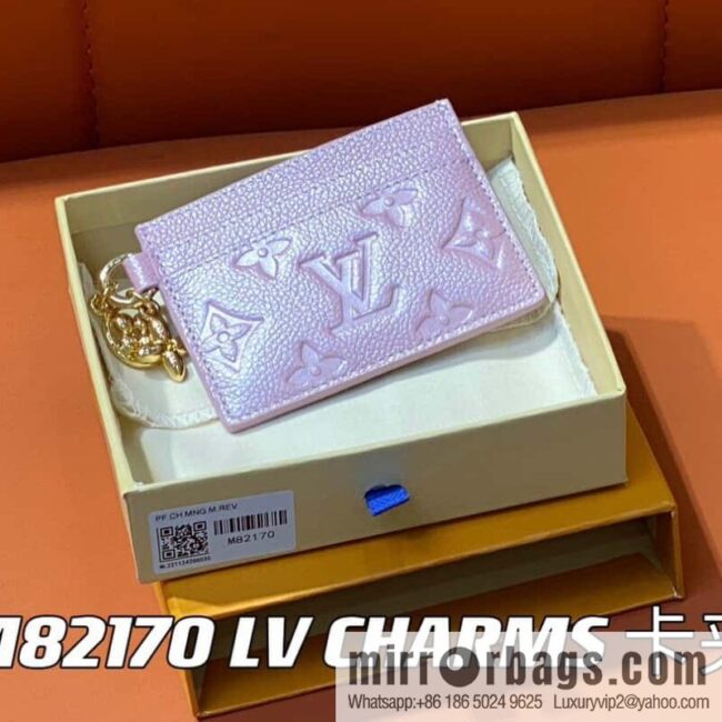 [Boutique‑grade] M82132 pearlescent powder full leather M82739 card holder wallet series LV CHARMS card holder