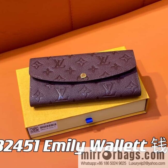 [Premium‑quality] M82451 fuchsia, full leather flip wallet series Emily Wallett wallet