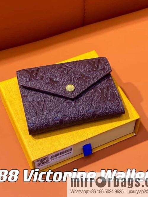 [Premium‑quality] M82488 fuchsia, full leather short tri-fold wallet series Victorine Wallett wallet
