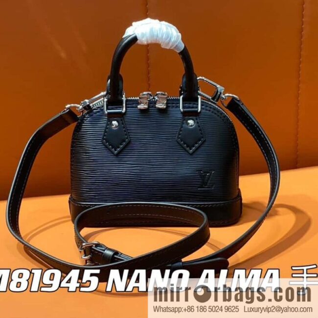 [Premium‑quality] M81945 black epi shell bag series NANO ALMA handbag M82411 Nano Alma handbag