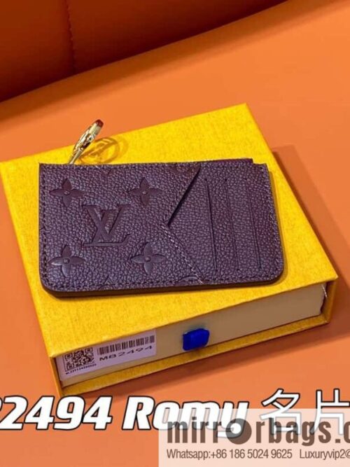 [Premium‑quality] M82494 fuchsia full leather embossed card holder wallet series Romy business card holder