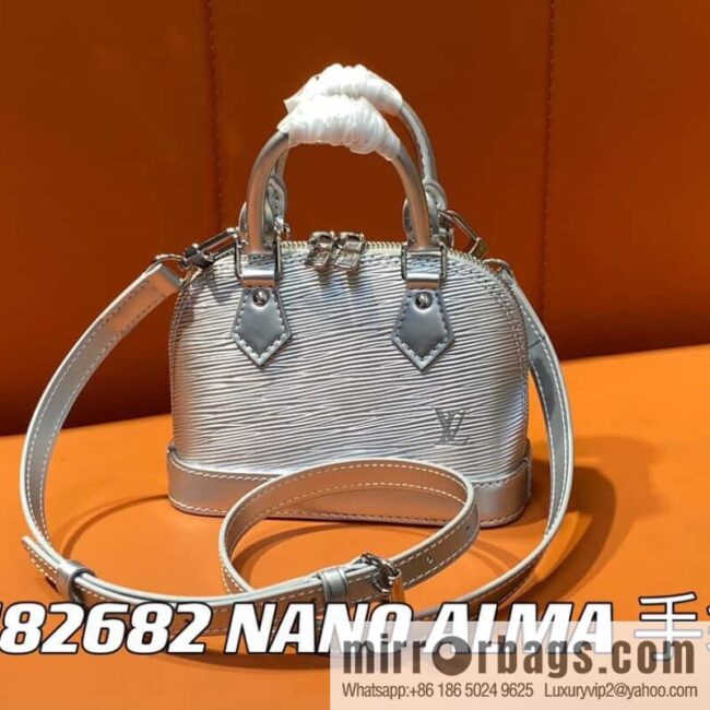 [Premium‑quality] M81945 silver epi shell bag series NANO ALMA handbag M82682 M82411 Nano Alma handbag