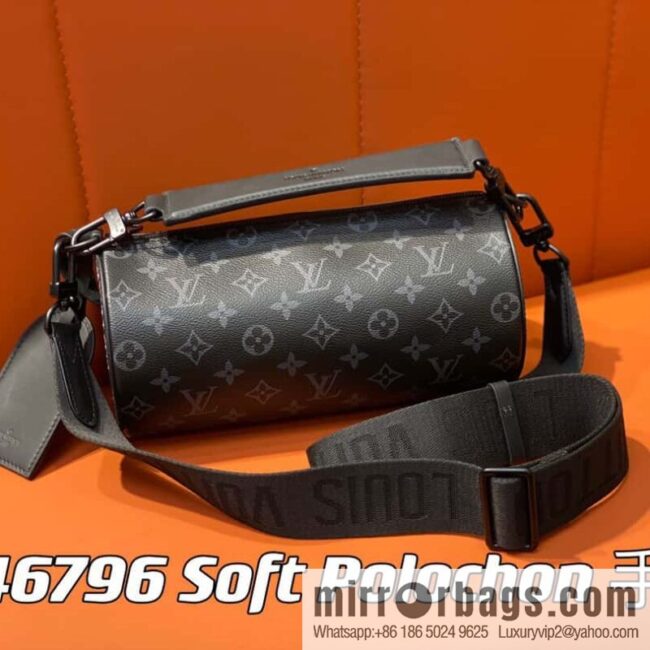 [Boutique‑grade] M46796 black flower, cylinder bag men\'s bag series, this Soft Polochon small handbag.
