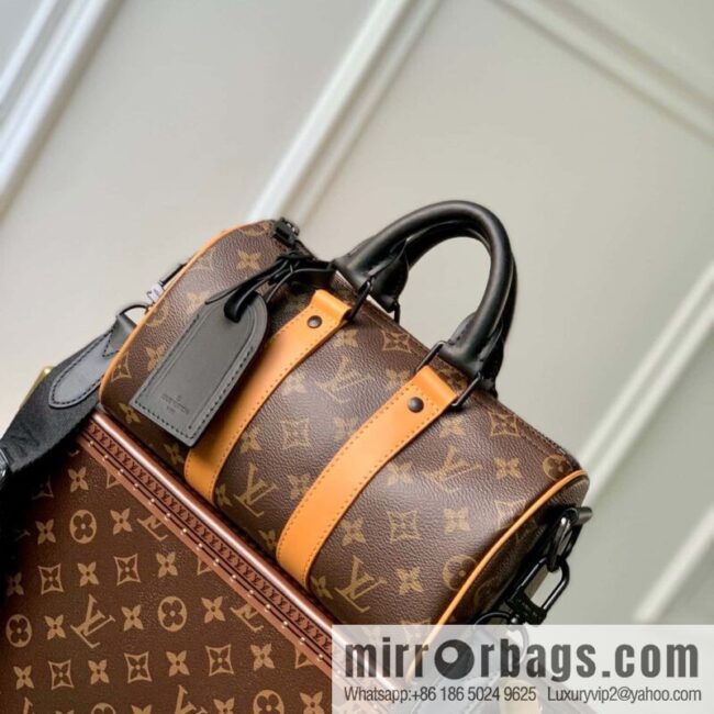 M46687 monogram yellow leather, men\'s bag, pillow bag series Keepall handbag, the new KEEPALL BANDOULIZRE 25 handbag of the season