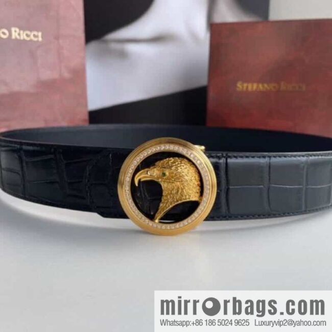 Stefano Ricci (Stefano Rau Neech) Stainless steel eagle head inlaid buckle men\'s belt width 3.8cm