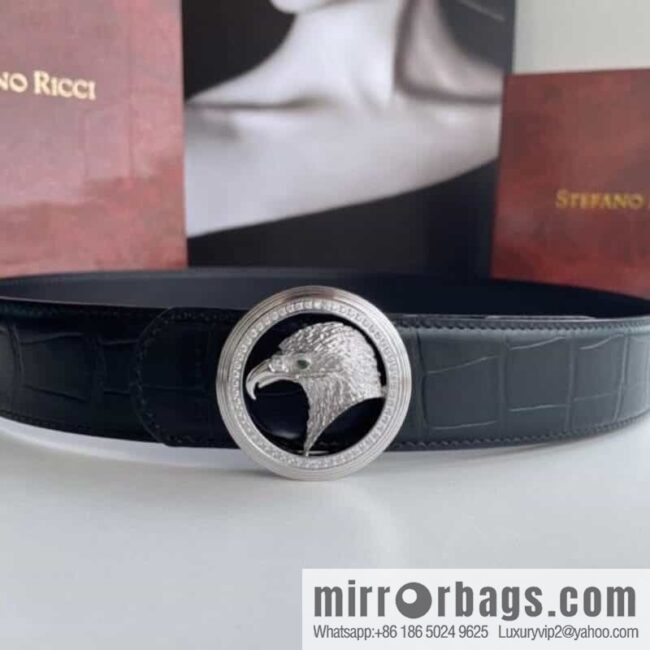 Stefano Ricci (Stefano Rau Neech) Stainless steel eagle head inlaid buckle men\'s belt width 3.8cm