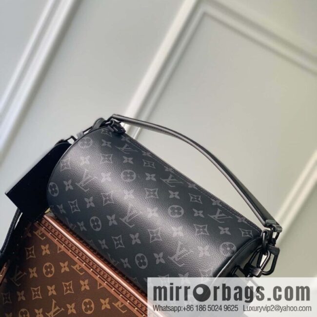 M46692 Black Flower, Soft Polochon Handbag