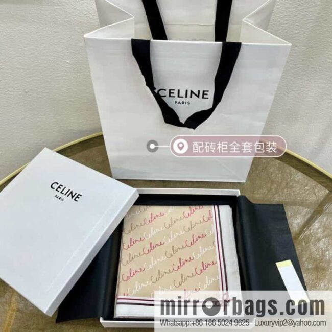 CELINE Celine Arc de Triomphe logo 100 silk scarf
