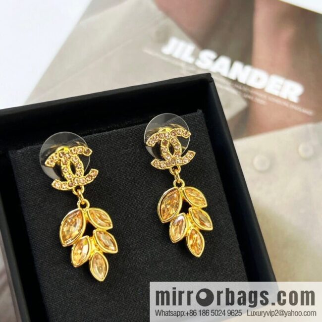 New Chanel double c wheat stud earrings