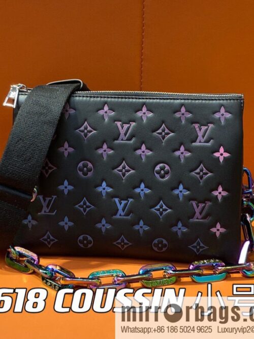 [Premium‑quality] M23618 black silk screen, full leather chain bag series COUSSIN small handbag