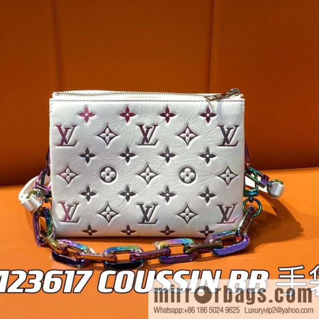 [Premium‑quality] M23617 white silk screen, full leather chain bag series COUSSIN BB handbag