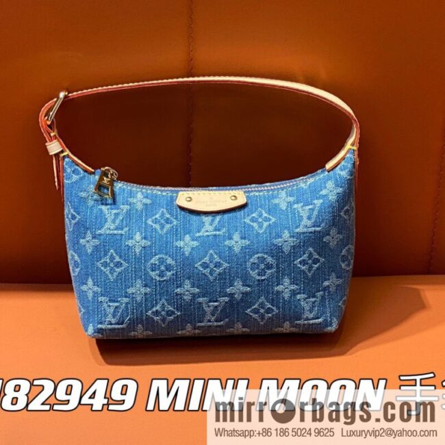 [Boutique‑grade] M82949 blue denim, denim mini moon bag MINI MOON handbag